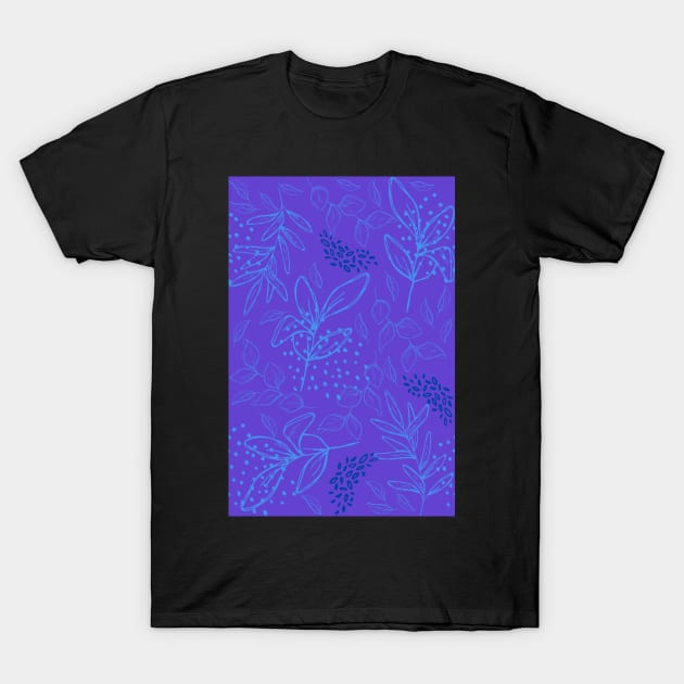 Light Blue leaves pattern T-Shirt by PedaDesign